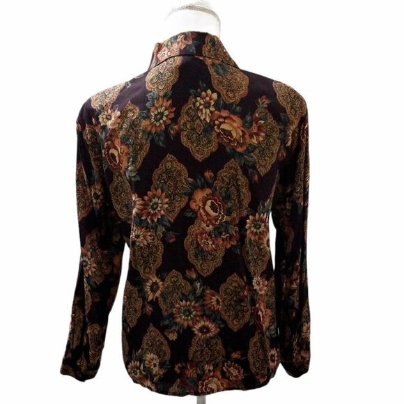 VINTAGE Norton McNaughton Pleated Skirt And Blouse With Floral Design 8P Petite - Picture 3 of 11